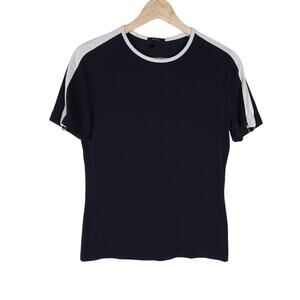 Escada Womens Top EU 36 Black White Short Sleeve Crew Neck Pullover T Shirt